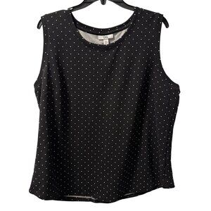 Groft & Barrow Blouse Sz XXL Black Sleeveless Top With White Dots top
